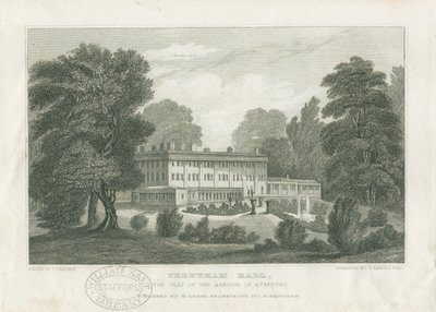 Trentham Hall: Gravur, um 1830 von Frederick Calvert