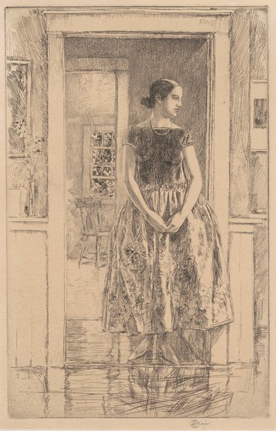 Mädchen in einem modernen Kleid, 1922 von Frederick Childe Hassam