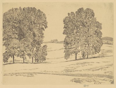 Hickories in einem Heufeld, 1917 von Frederick Childe Hassam