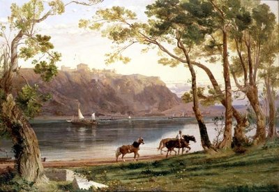 Flusslandschaft mit Lastpferden von Frederick Lee Bridell