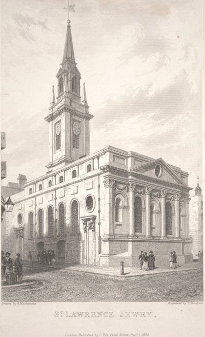 St. Lawrence Jewry, graviert von T. Turnbull von Frederick Mackenzie