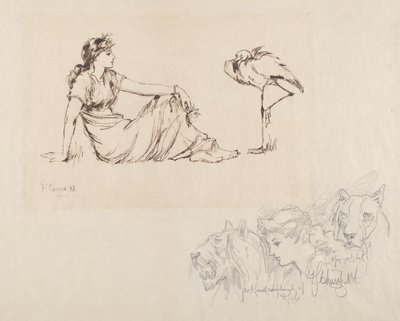 Frau und ein Kranich (Wachsamkeit?) von Frederick Stuart Church
