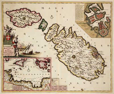 Karte von Malta, Gozo und Comino von Frederick de Wit