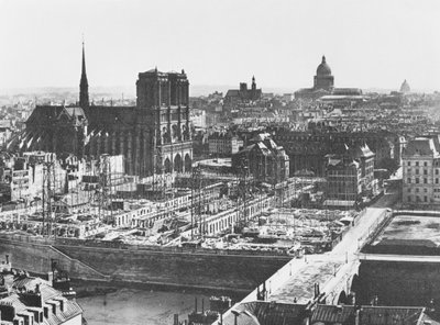 Bau des Hôtel-Dieu, Paris, 1867 von French Photographer