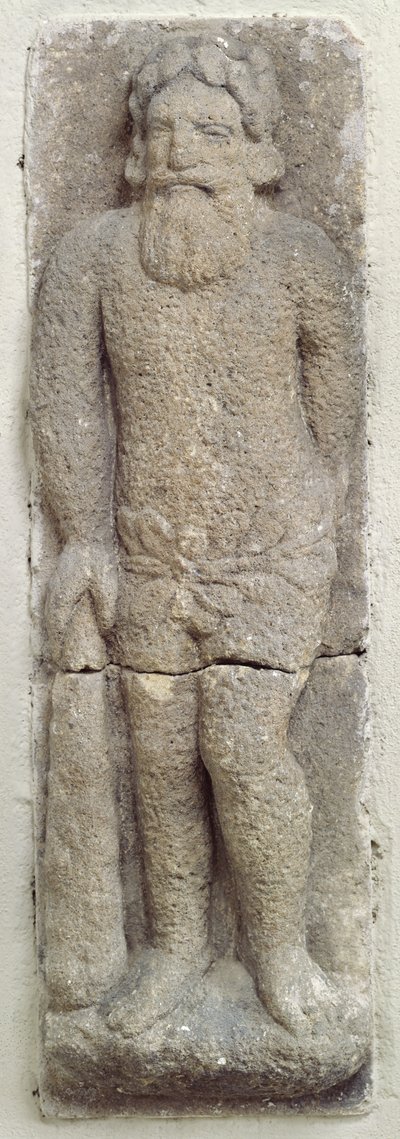 Ein wilder Mann, der seine Keule hält (Sandstein) von French School