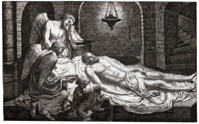 Engel um Jesus. (Gravur) von French School