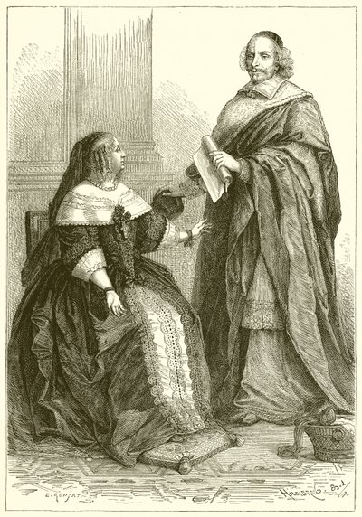 Anne von Österreich und Kardinal Mazarin von French School