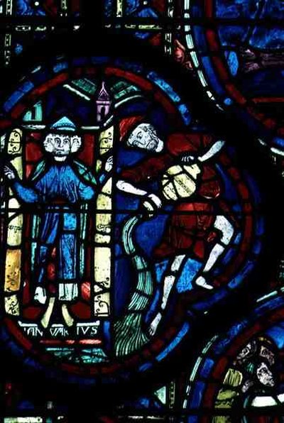 Wassermann, aus dem Tierkreisfenster, 13. Jahrhundert von French School