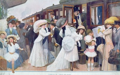 Ankunft der Ehemänner mit dem Zug, 1908 von French School