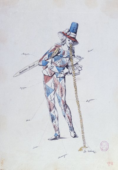 Karikatur, die französische aristokratische Emigranten satirisch darstellt, ca. 1792 von French School