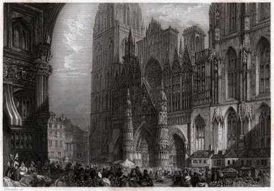 Kathedrale von Rouen (Gravur, ca. 1850) von French School