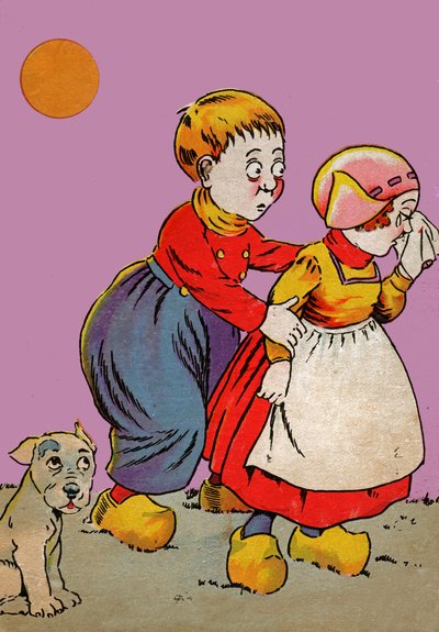 Kinder in der Bretagne, ca. 1910 (Gravur) von French School