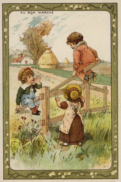 Kinder spielen auf einer Wippe (Chromolithografie) von French School