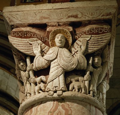 Säulenkapitell darstellend den Erzengel Gabriel von French School
