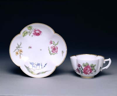 Tasse und Untertasse, Vincennes, ca. 1745-52 (Porzellan) von French School