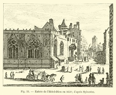 Eingang des Hôtel-Dieu im Jahr 1650, nach Sylvestre von French School