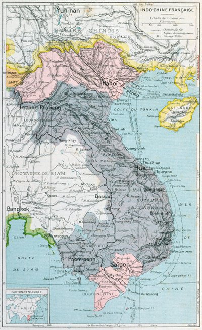 Französisches Schulbuchkarte von Indochina, 1905 von French School