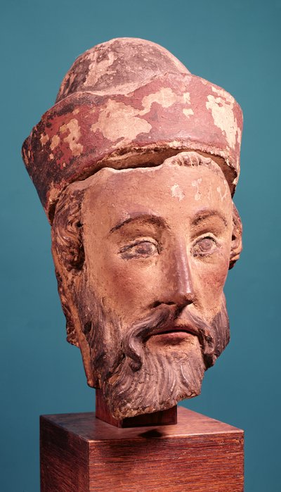Kopf von Joseph von Arimathäa (polychromer Stein) von French School
