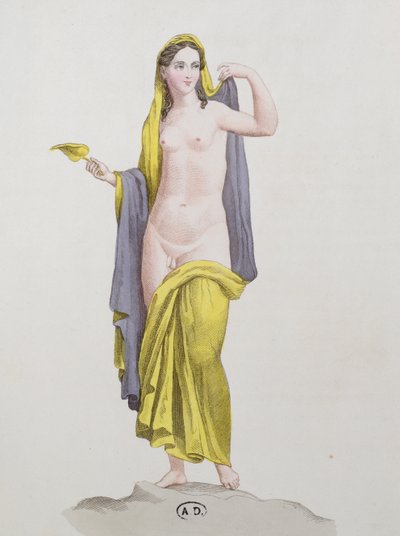 Hermaphrodit, aus einem pompejanischen Fresko, ca. 1800 von French School