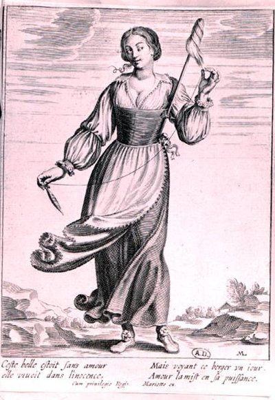 Illustration, die eine Schäferin darstellt von French School
