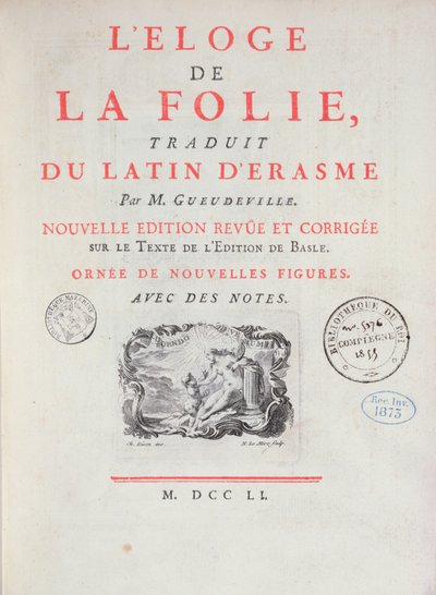 Lob der Torheit, 1751 (gedrucktes Papier) von French School