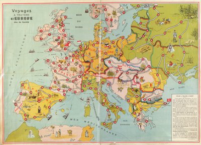 Reisen durch Europa Brettspiel, ca. 1875 von French School