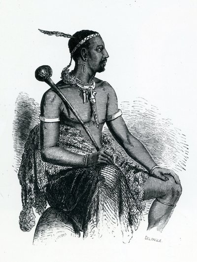 König Moshoeshoe I. (ca. 1786-1870) 1833 (Gravur) von French School