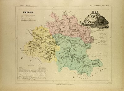 Karte von Ariège, Frankreich von French School