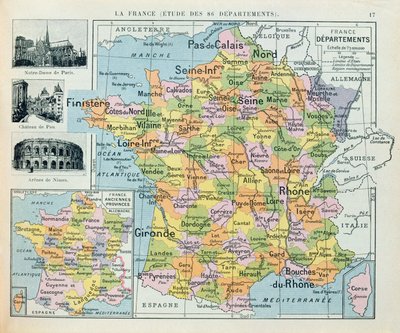 Karte von Frankreich, ca. 1914 von French School
