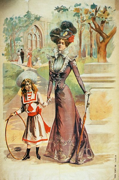 Mutter und Tochter auf einem Spaziergang von French School