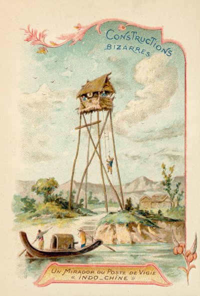 Beobachtungsturm, Indochina (Chromolitho) von French School