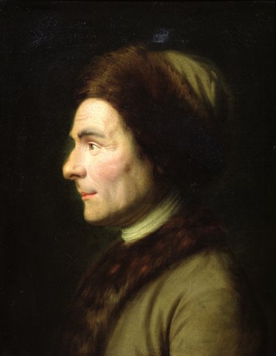 Porträt von Jean-Jacques Rousseau (1712-78) von French School