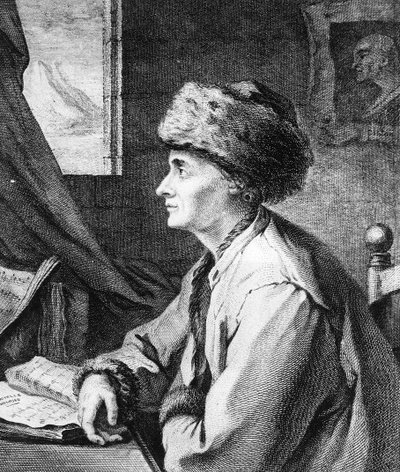 Porträt von Jean-Jacques Rousseau, ca. 1761 von French School