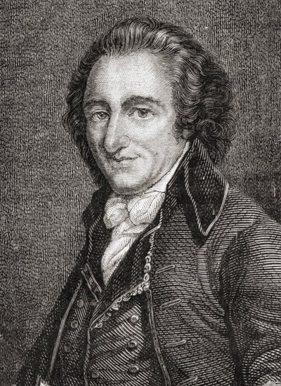 Porträt von Thomas Paine (1737-1809) (Gravur) von French School