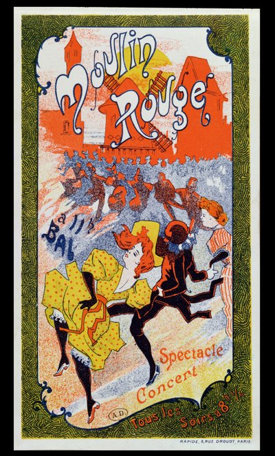 Plakatwerbung für das Moulin Rouge, ca. 1890-1900 von French School