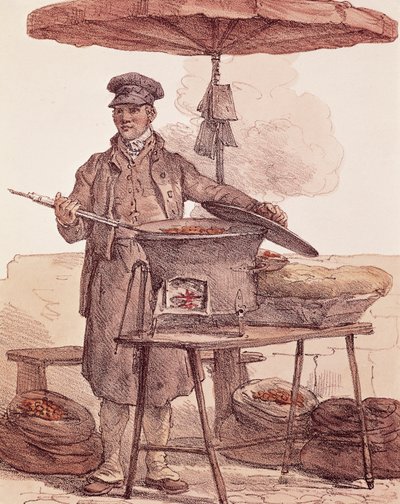 Maroniverkäufer, Druck, Frankreich von French School