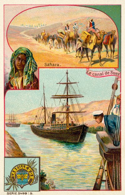 Suezkanal und Sahara-Wüste, Ägypten von French School