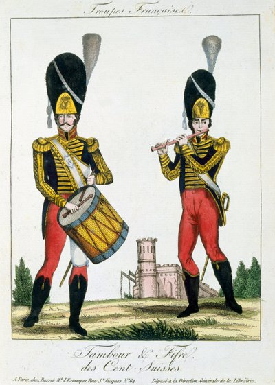 Schweizer Garde, Trommler und Pfeifenspieler, um 1790 von French School