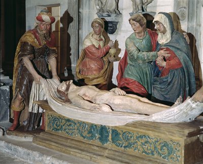 Die Grablegung (polychromes Holz) von French School