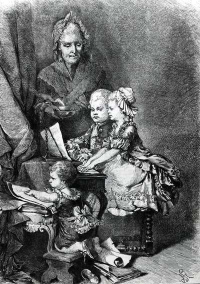 Der junge Mozart spielt Klavier von French School