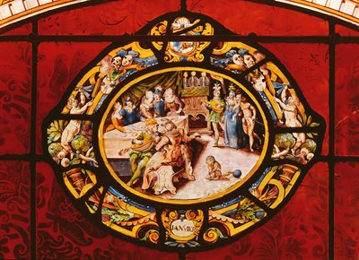 Fenster, das Januar darstellt, aus Montigny von French School