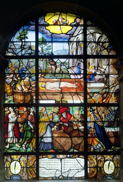 Fenster, das die mystische Weinpresse darstellt, 1612-22 von French School