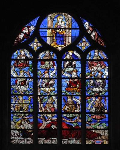 Fenster w10, den Jessebaum darstellend von French School