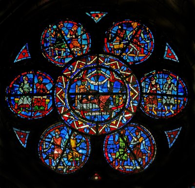 Fenster w121, Salomo von Rittern umgeben darstellend von French School