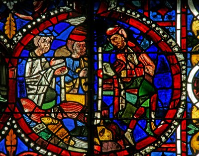 Fenster Nr. 13-L, Darstellung einer Szene aus dem Exodus? von French School