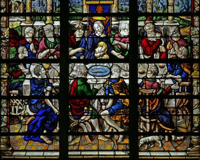 Fenster w22, das letzte Abendmahl darstellend von French School