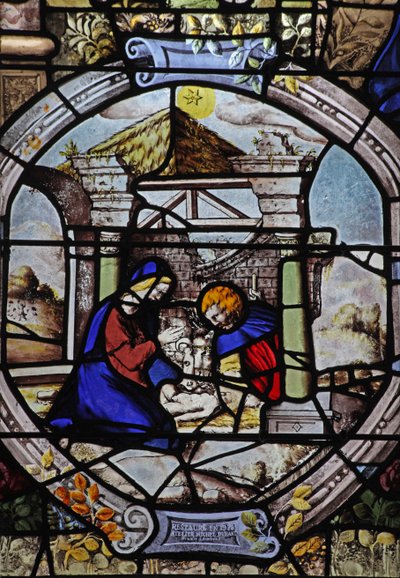 Fenster w6, Darstellung der Geburt Christi von French School