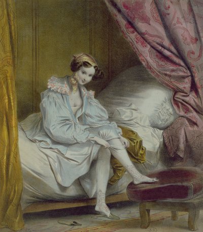 Frau zieht Strümpfe an, ca. 1830 von French School
