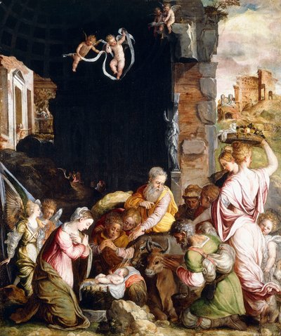 Die Anbetung der Hirten von Friedrich Sustris