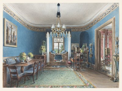 Das Blaue Zimmer, Schloss Fischbach, 1846 von Friedrich Wilhelm Klose